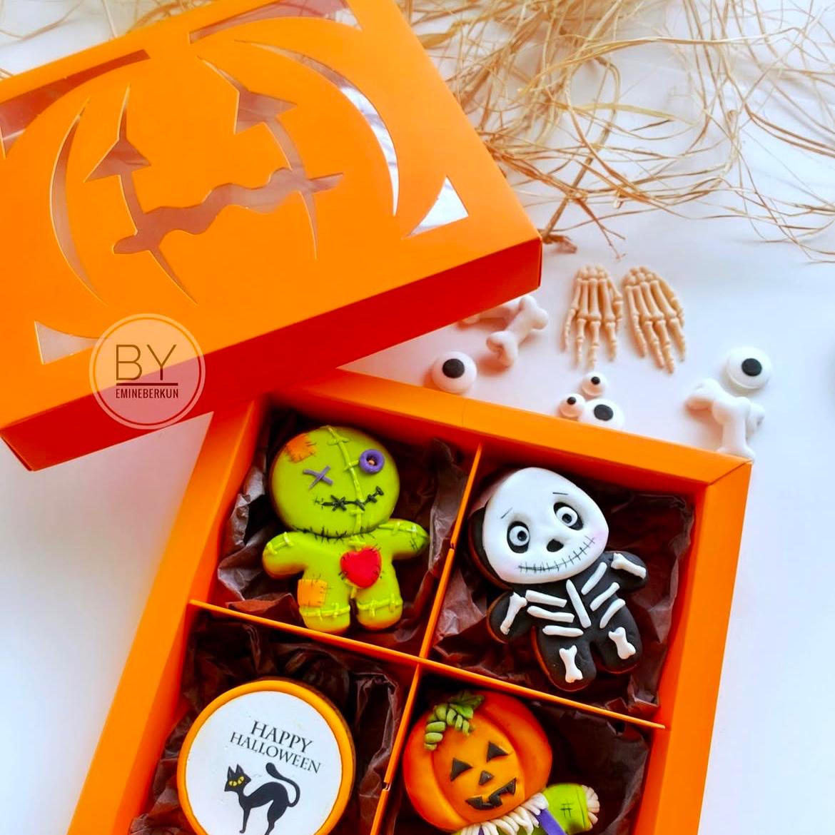 16 Bölmeli Bal Kabağı Tasarım Bonbon Çikolata Kutusu-Halloween — galeri görseli