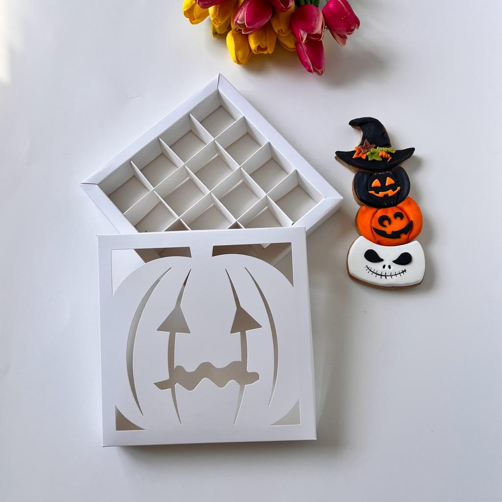 16 Bölmeli Bal Kabağı Tasarım Halloween Çikolata Kutusu-Madlen Uyumlu — galeri görseli