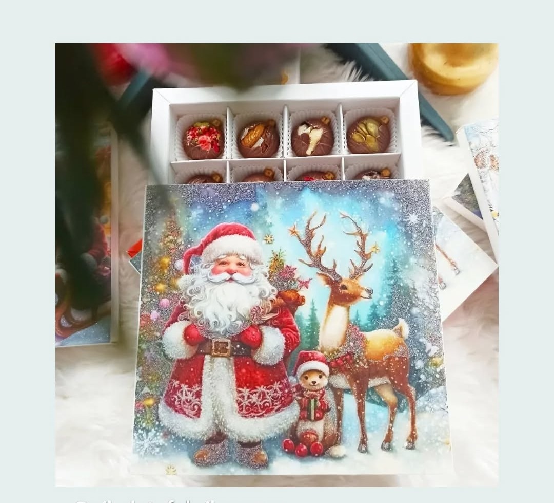 16 Bölmeli Simli Bonbon Çikolata Kutusu-(Kurşun Asker-Noel Baba) — galeri görseli