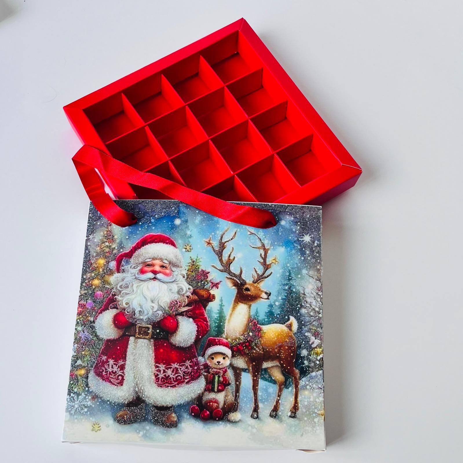 16 Bölmeli Simli Bonbon Çikolata Kutusu-(Kurşun Asker-Noel Baba) — galeri görseli