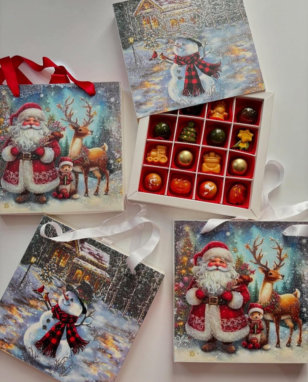 16 Bölmeli Simli Bonbon Çikolata Kutusu-(Kurşun Asker-Noel Baba) — galeri görseli