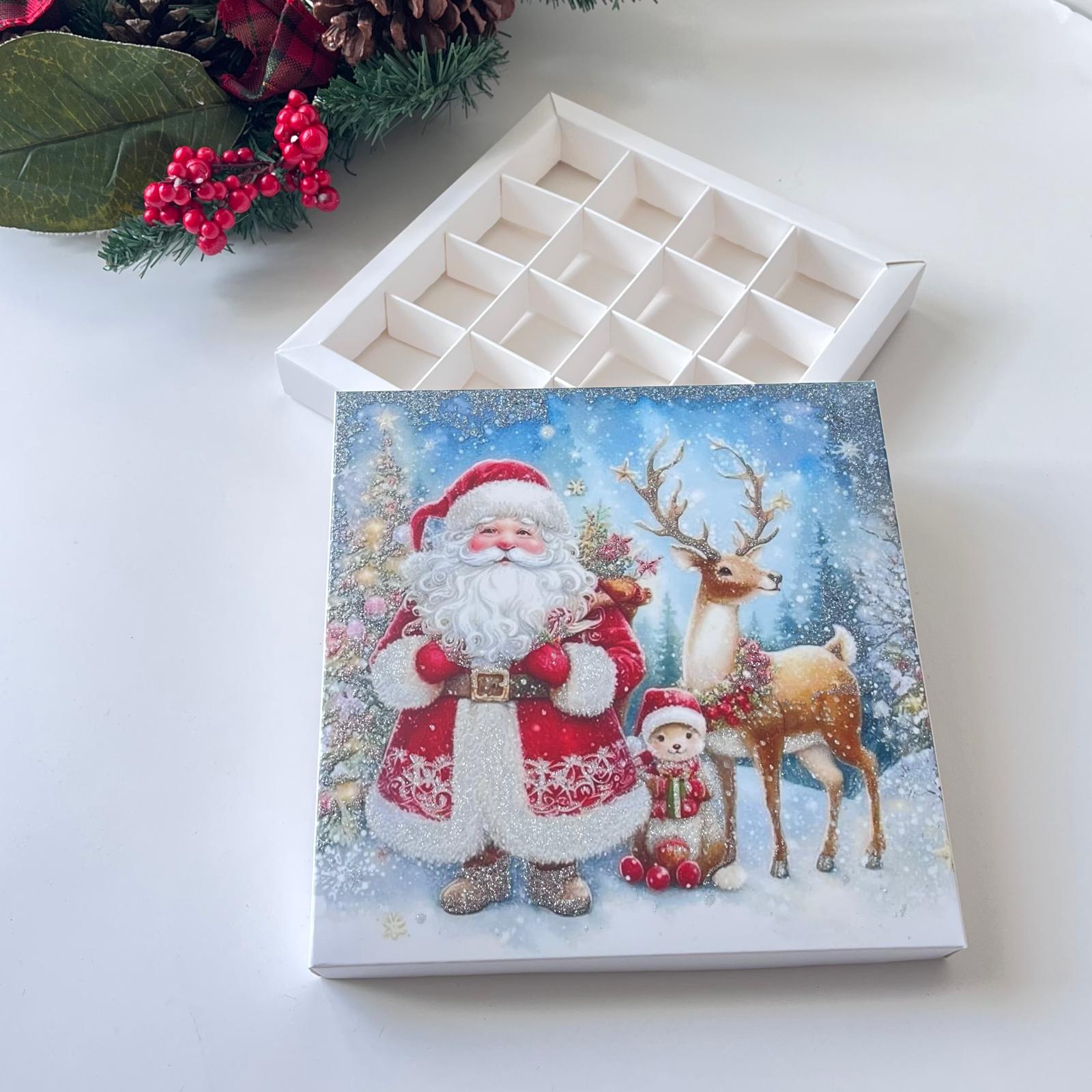 16 Bölmeli Simli Bonbon Çikolata Kutusu-(Kurşun Asker-Noel Baba) — galeri görseli