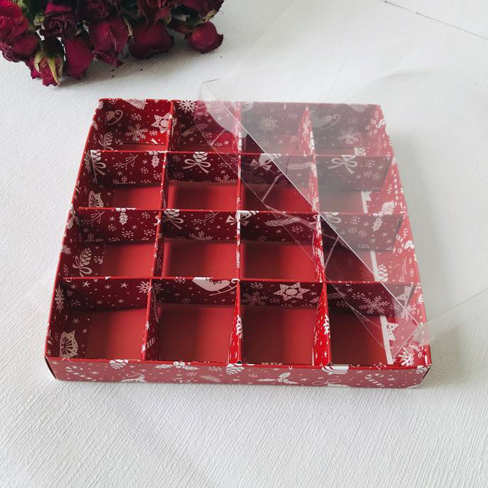 20x20x3 Asetat Kapaklı Kutu (16 Bölmeli) — galeri görseli