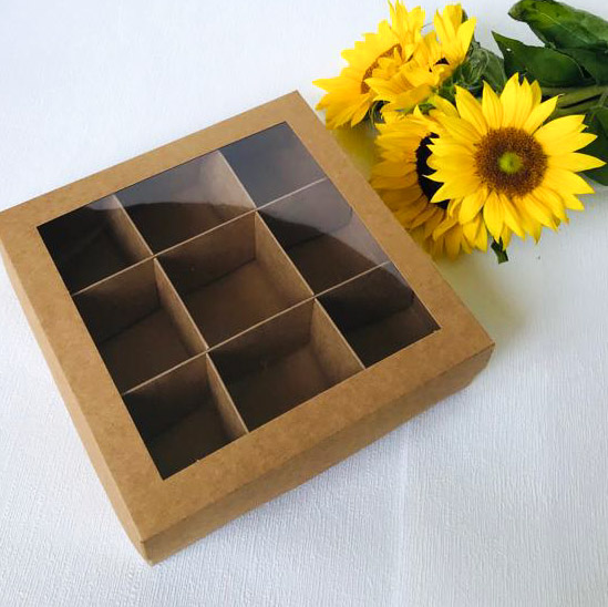20x20x5 Pencereli Karton Kutu (9 Bölmeli) — galeri görseli