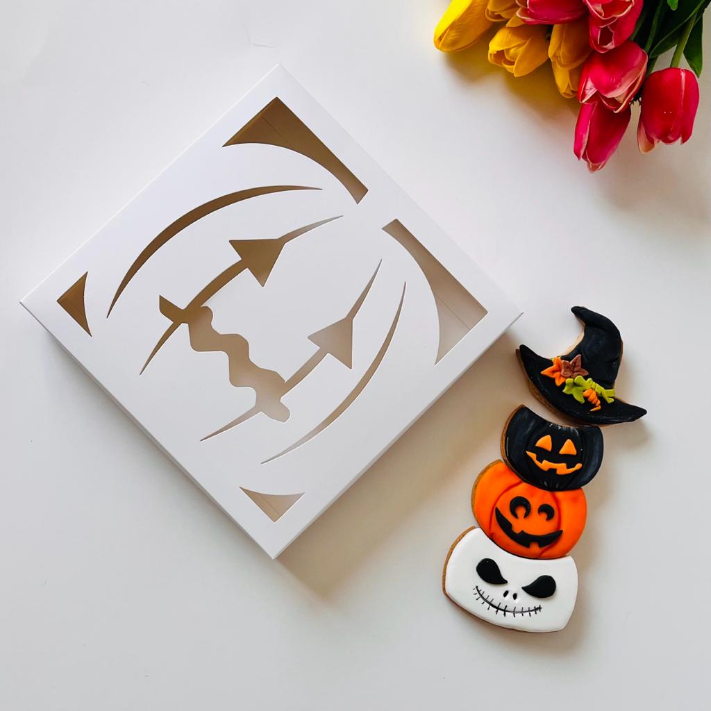 21x21x4 Pencereli Bal Kabağı Tsarım Karton Kutu-Halloween — galeri görseli