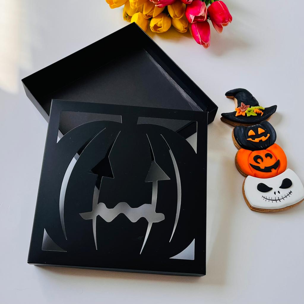 21x21x4 Pencereli Bal Kabağı Tsarım Karton Kutu-Halloween — galeri görseli