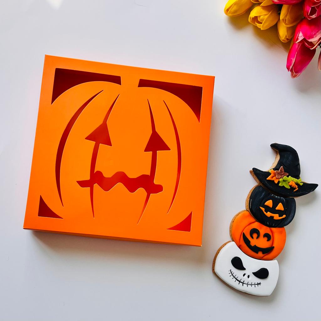 21x21x4 Pencereli Bal Kabağı Tsarım Karton Kutu-Halloween — galeri görseli