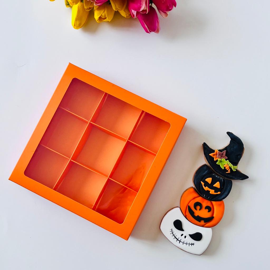 21x21x4 Pencereli Karton Kutu-Halloween (9 Bölmeli) — galeri görseli
