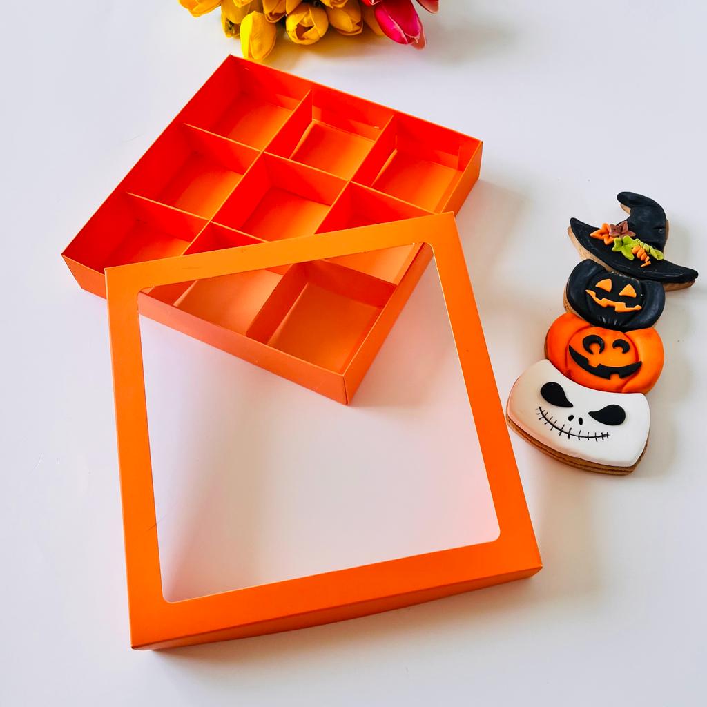 21x21x4 Pencereli Karton Kutu-Halloween (9 Bölmeli) — galeri görseli
