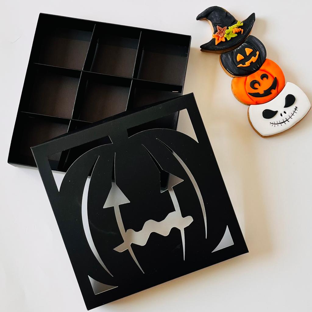 21x21x4 Pencereli Karton Kutu-Halloween (9 Bölmeli) — galeri görseli