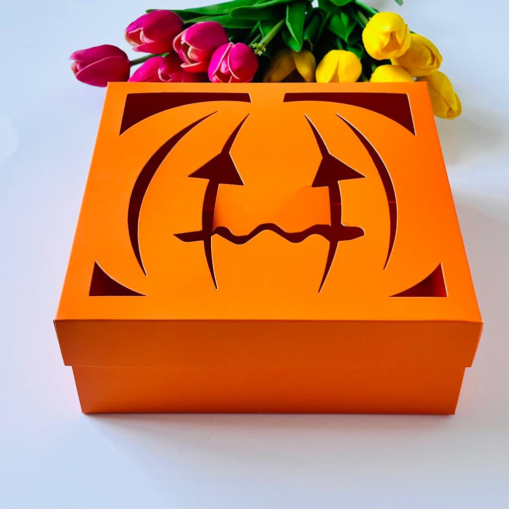 21x21x8 Bal Kabağı Tasarım Halloween Karton Kutu — ürün görseli