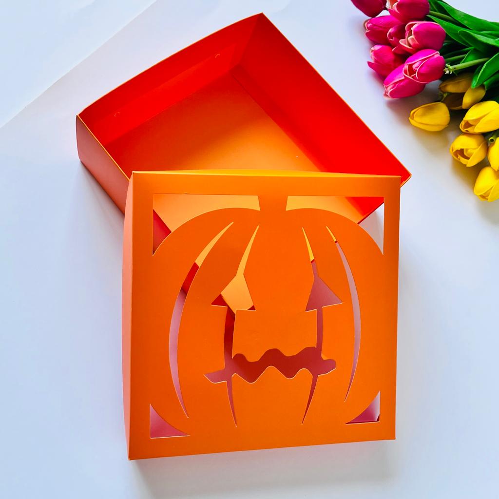 21x21x8 Bal Kabağı Tasarım Halloween Karton Kutu — galeri görseli