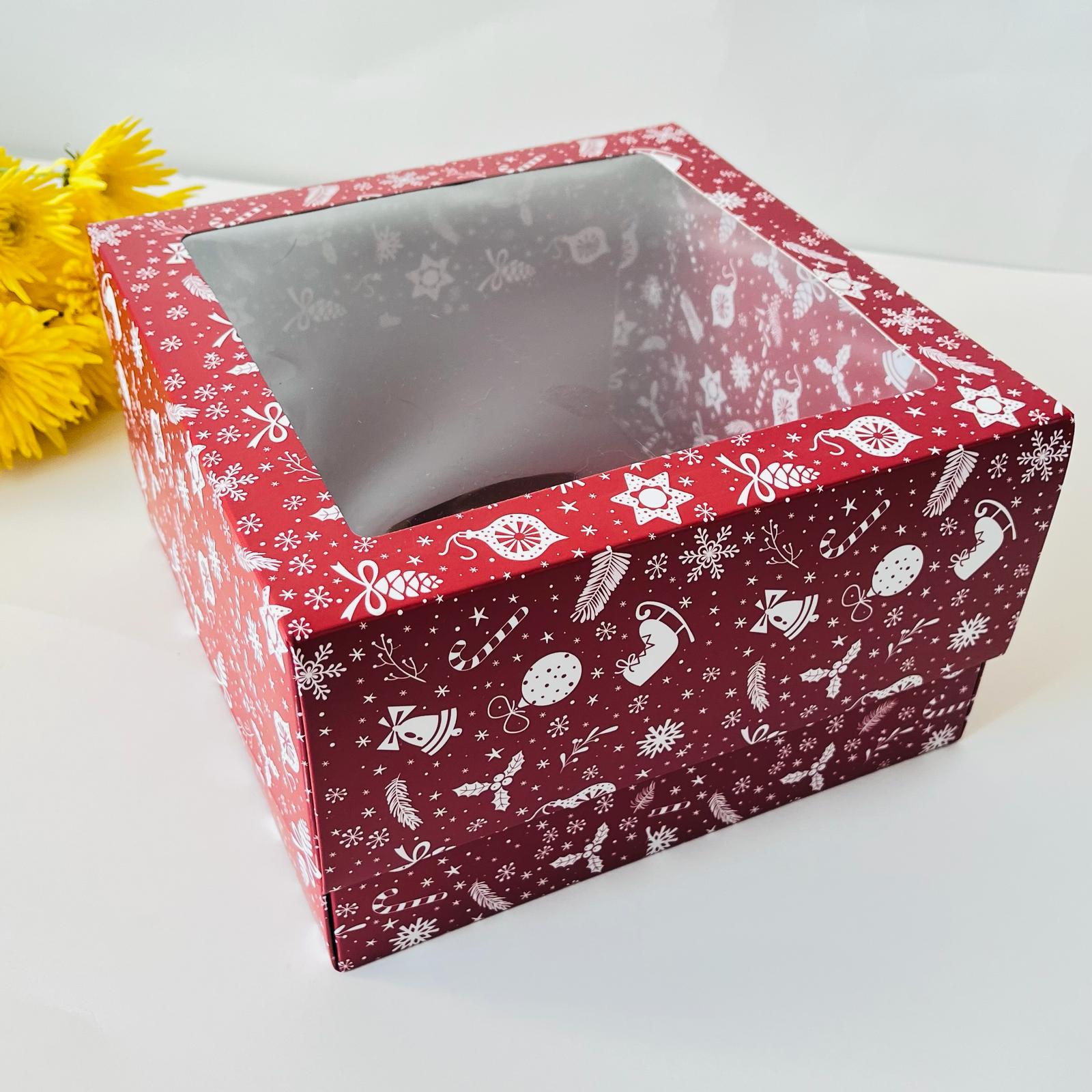 22x22x13 Pencereli Karton Kutu Yılbaşı — ürün görseli