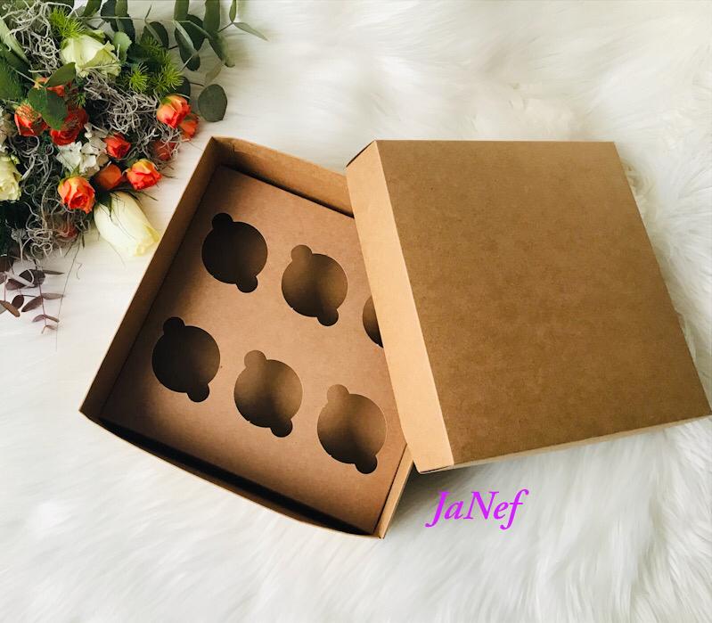 25x25x10 Karton Cupcake Kutusu 6'lı — ürün görseli