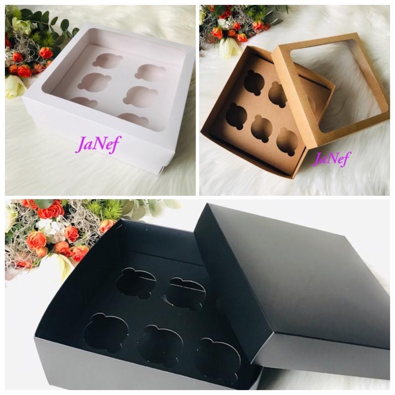 25x25x10 Karton Cupcake Kutusu 6'lı — galeri görseli