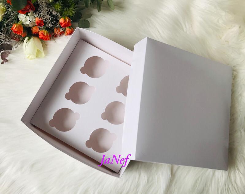 25x25x10 Karton Cupcake Kutusu 6'lı — galeri görseli