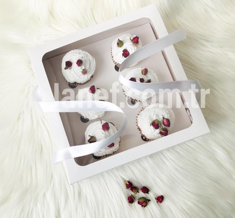 25x25x10 Pencereli Cupcake Taşıma Kutusu 6 Bölmeli — galeri görseli