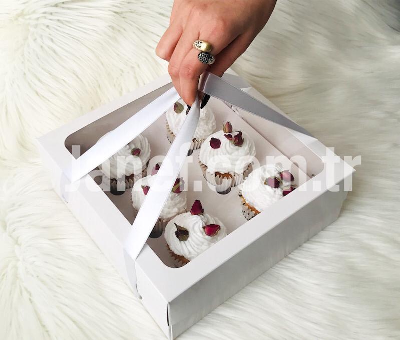 25x25x10 Pencereli Cupcake Taşıma Kutusu 6 Bölmeli — galeri görseli