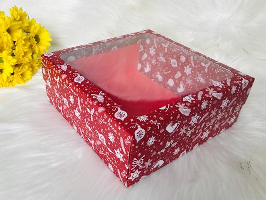 25x25x10 Pencereli Kutu Yılbaşı Desen — galeri görseli