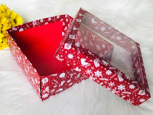 25x25x10 Pencereli Kutu Yılbaşı Desen — galeri görseli