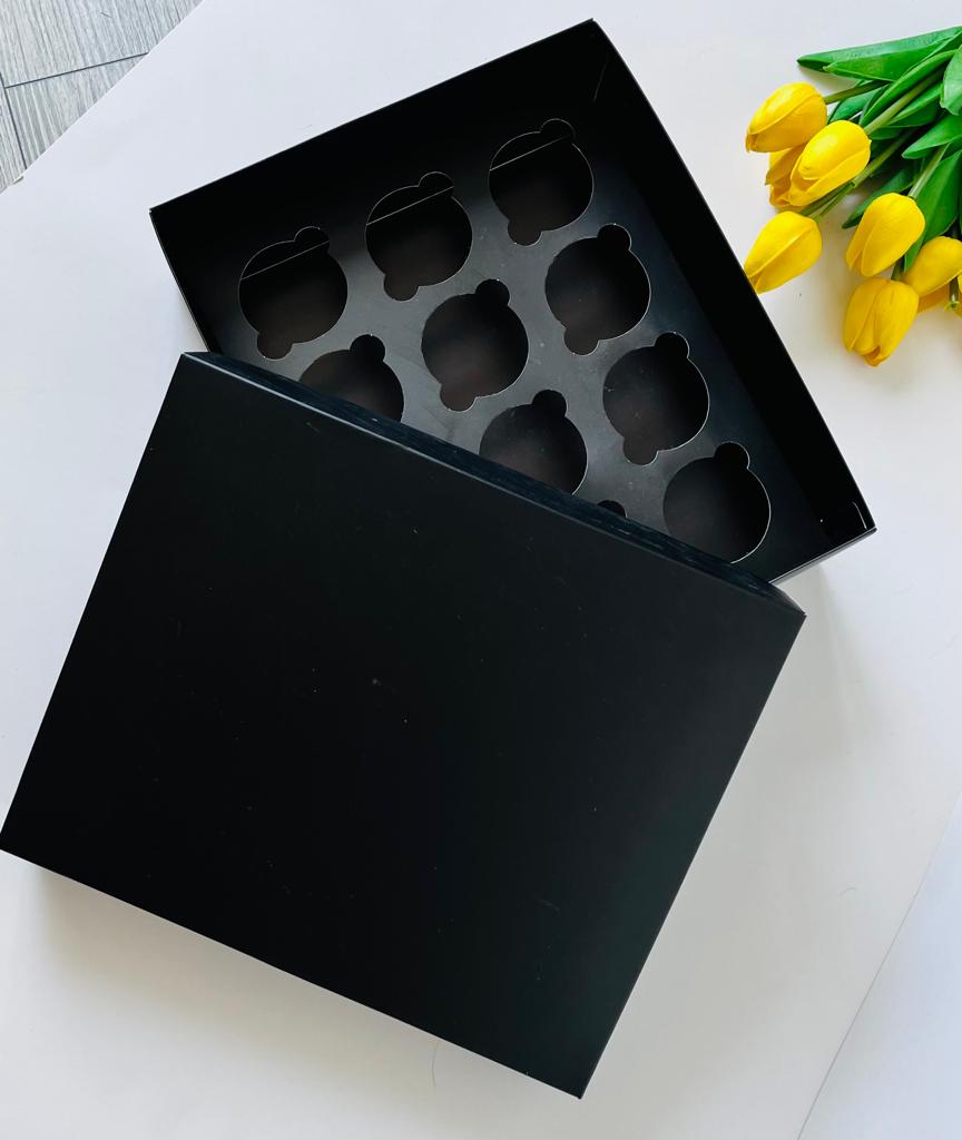 25x30x9 Karton Cupcake Kutusu 12'li — galeri görseli
