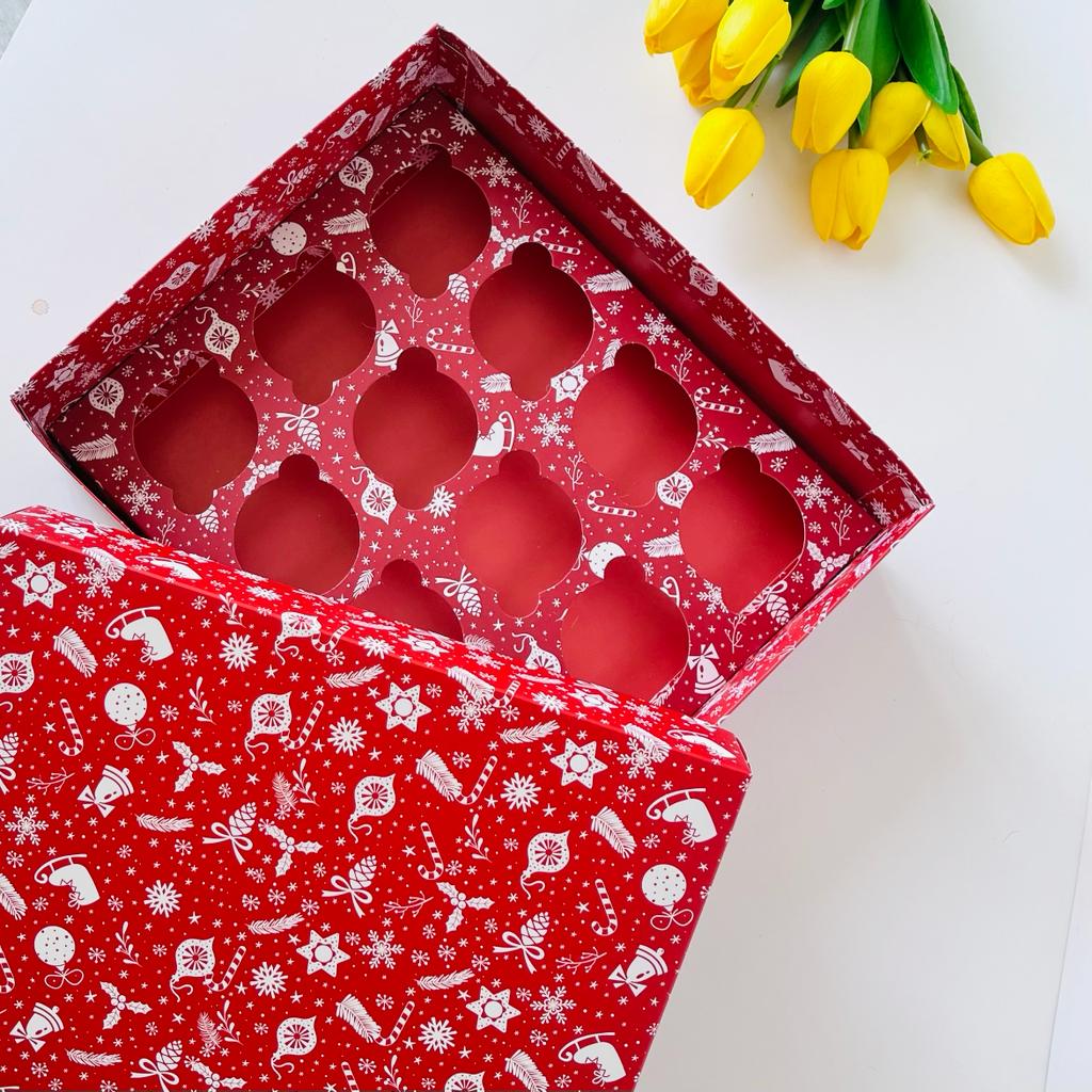 25x30x9 Karton Cupcake Kutusu 12'li — galeri görseli