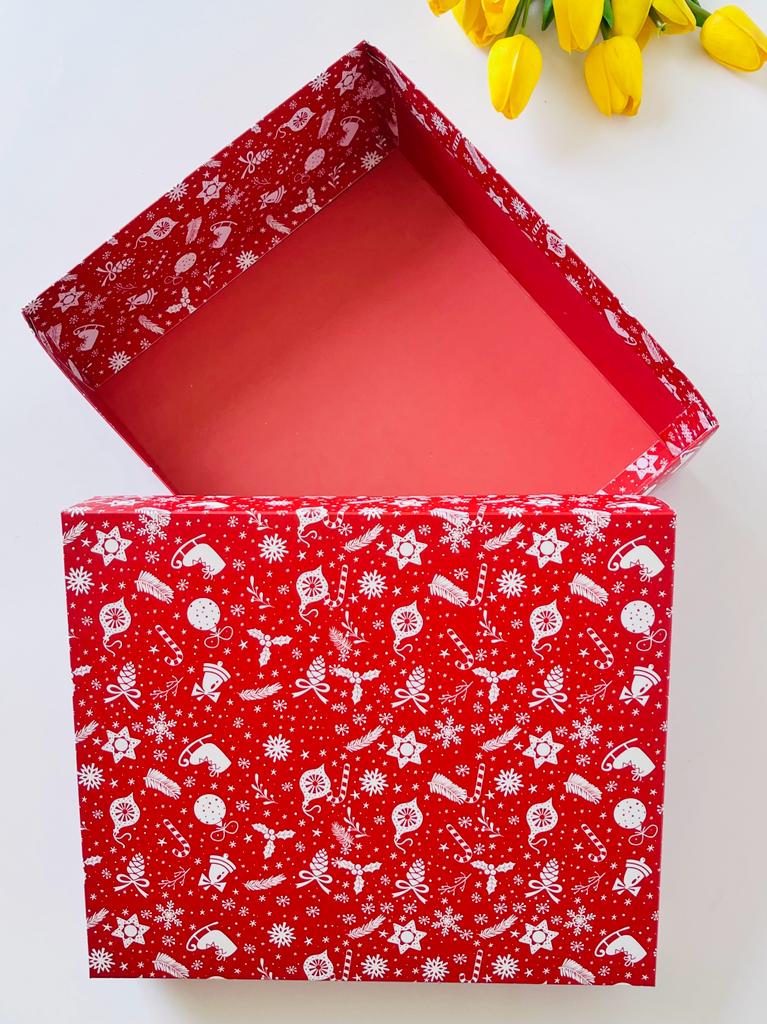 25x30x9 Karton Kutu Yılbaşı Desen — ürün görseli