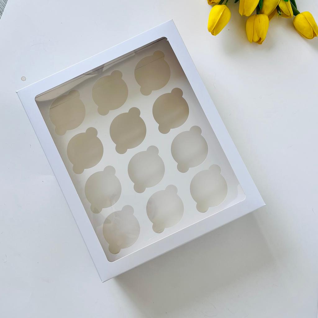 25x30x9 Pencereli Cupcake Kutusu 12'li — ürün görseli