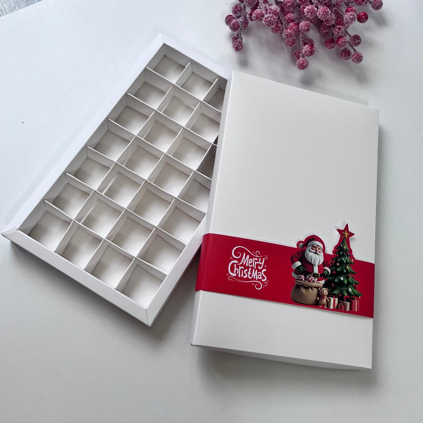 28 Bölmeli Bonbon Çikolata Kutusu - Yılbaşı Şeritli Noel Baba — galeri görseli