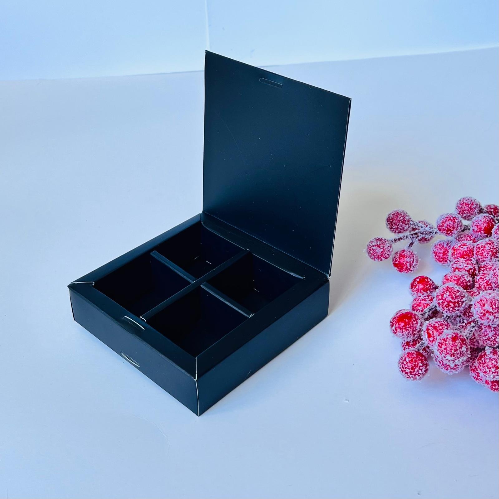 4 Bölmeli Karton Bonbon Çikolata Kutusu — galeri görseli