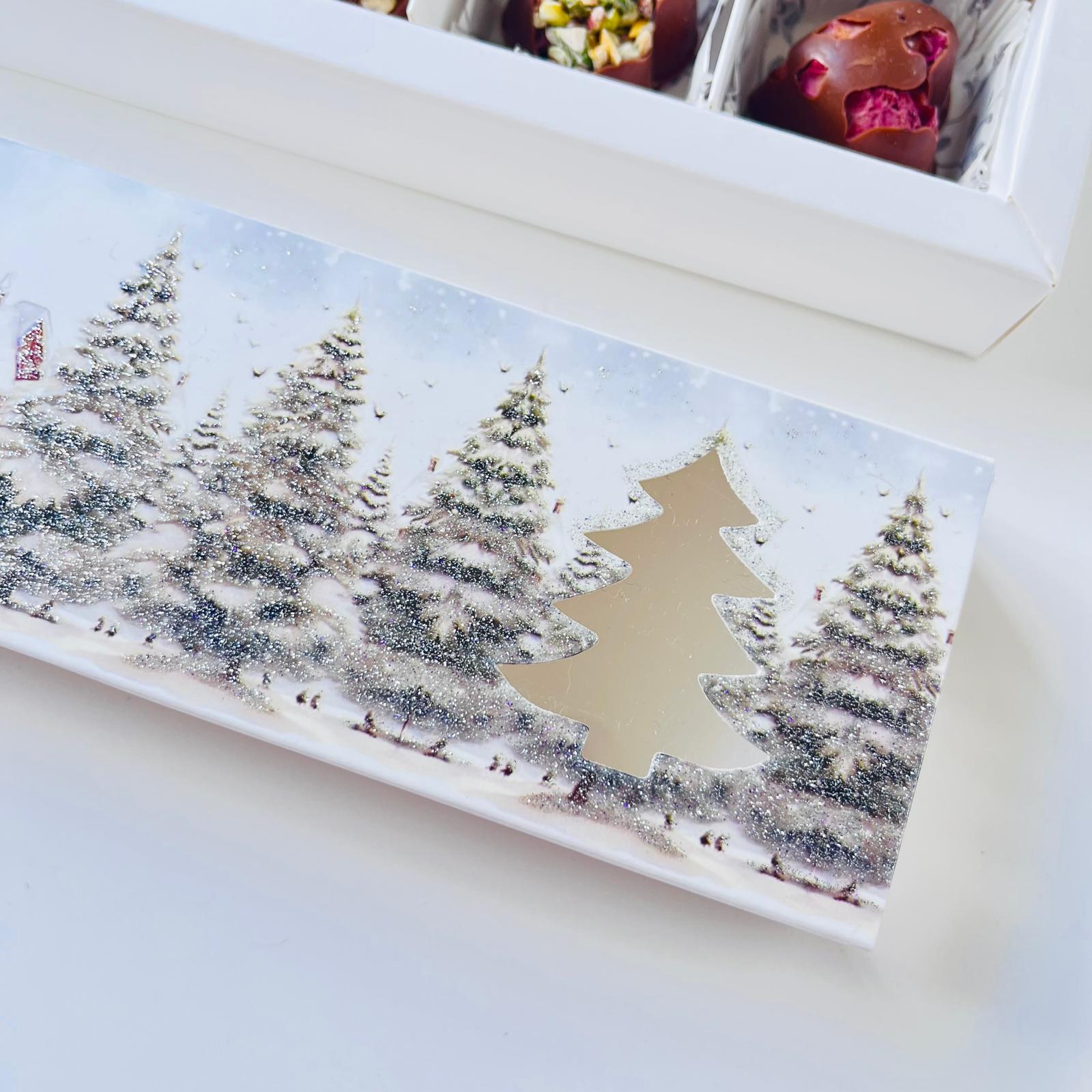5 Bölmeli Karton Sürgülü Çikolata Kutusu-Simli Noel Baba — galeri görseli
