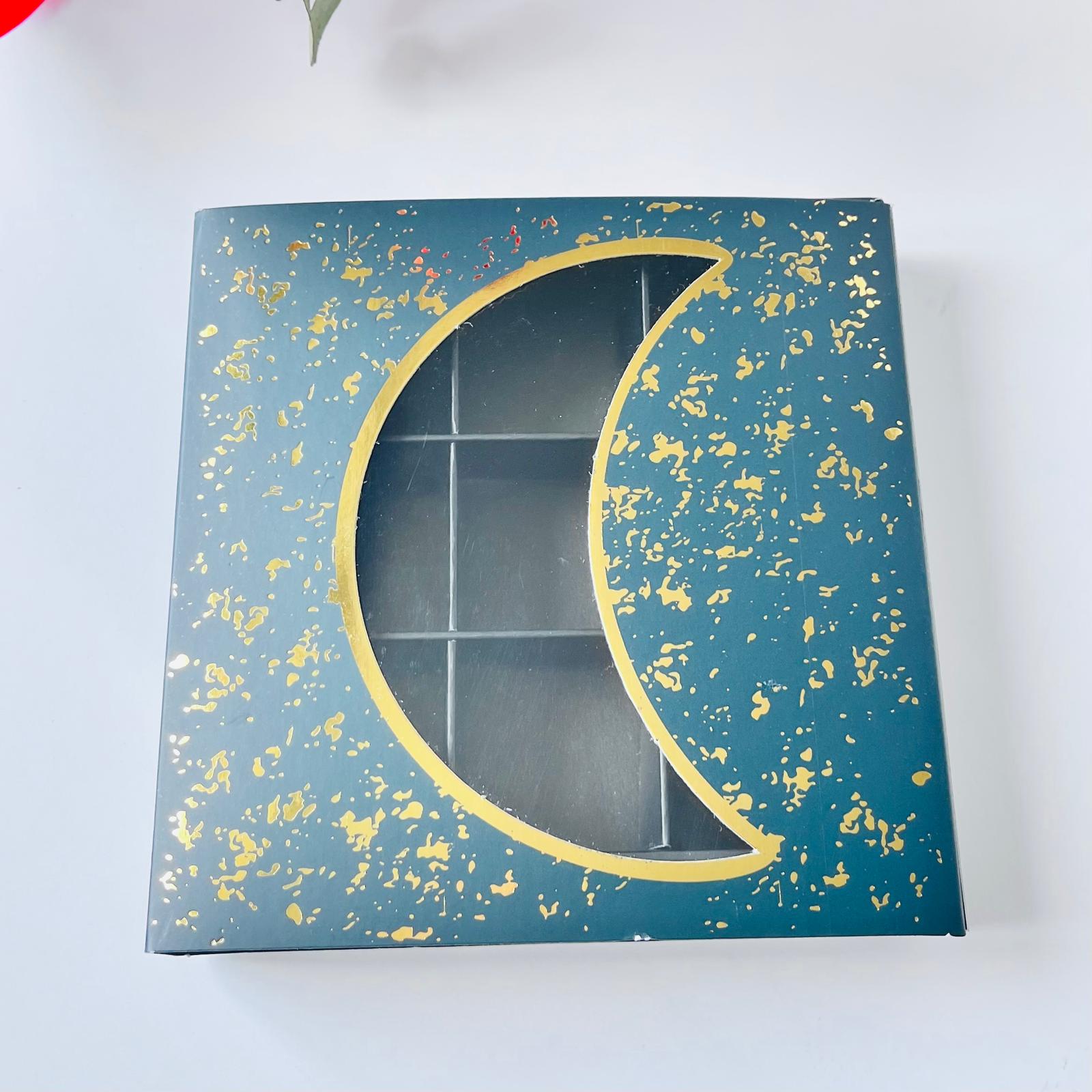 9 Bölmeli Ramazan Temalı Sürgülü Çikolata Kutusu Gold Yaldız — galeri görseli
