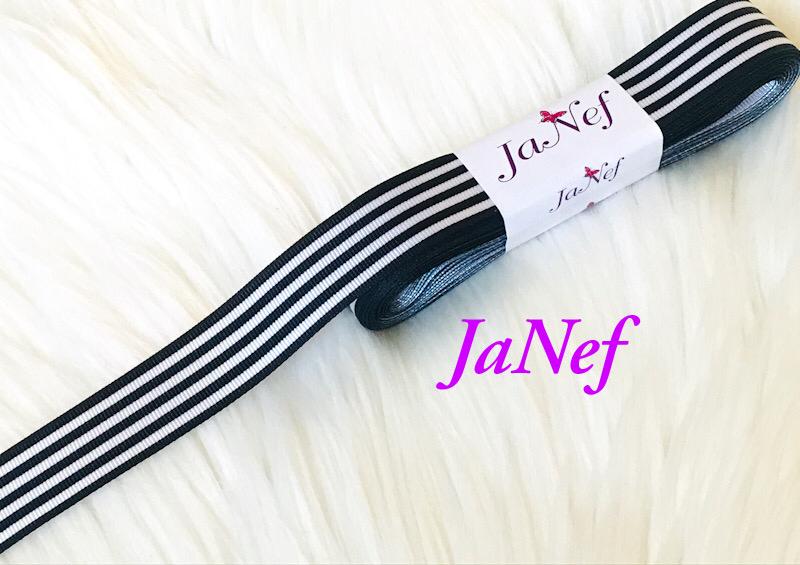 Grogren Kurdele,Çizgili Siyah-Beyaz 2.5 cm — ürün görseli