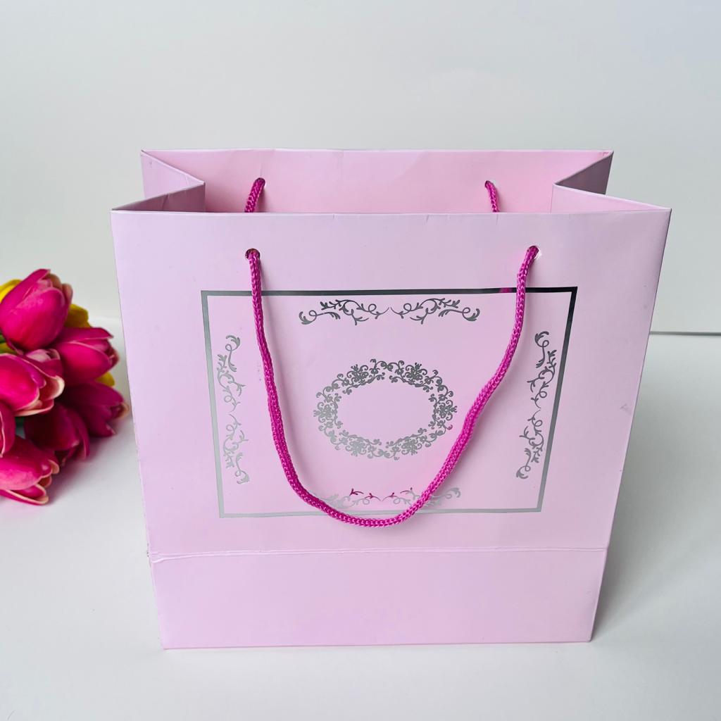 Karton Çanta Pembe Gold Yaldız Desen — galeri görseli