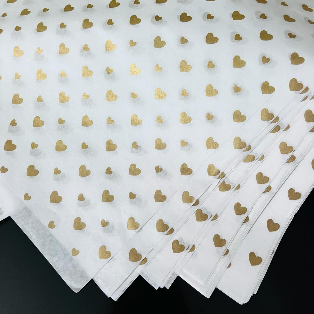 Pelur Kağıdı Gold Kalp Baskılı — galeri görseli