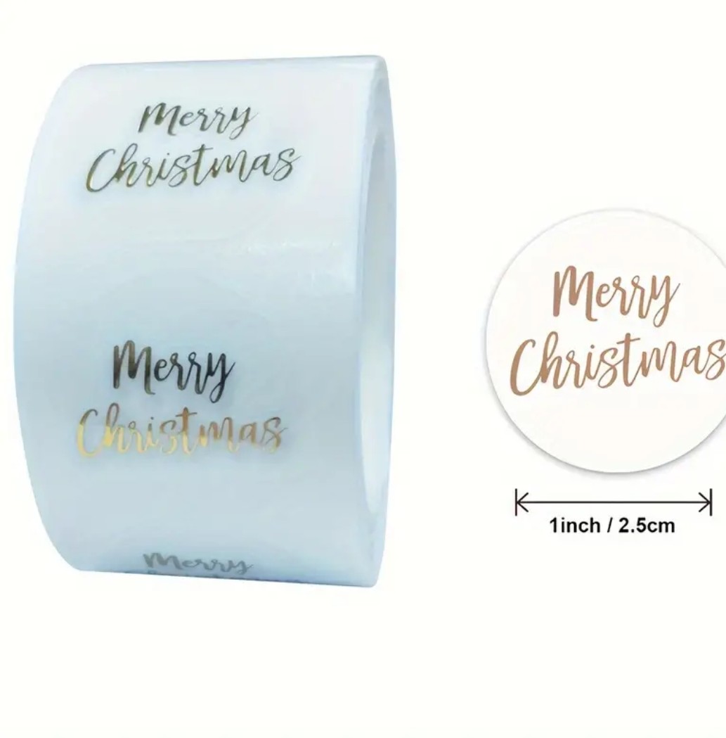 Sticker Şeffaf,Yaldız Gold Merry Christmas — galeri görseli