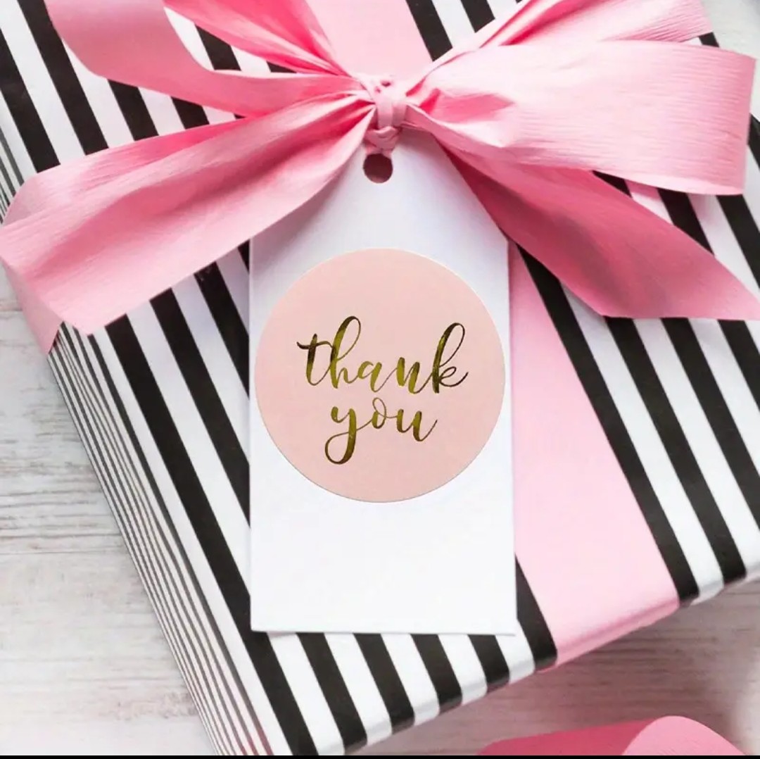Sticker Yapışkanlı,Pembe Yaldız Thank You — galeri görseli
