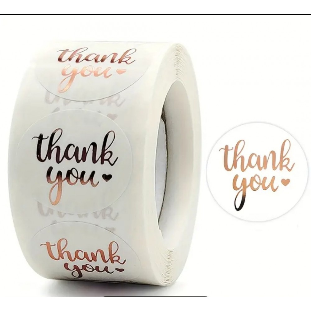Sticker Yapışkanlı,Yaldız Bronz Thank You — galeri görseli