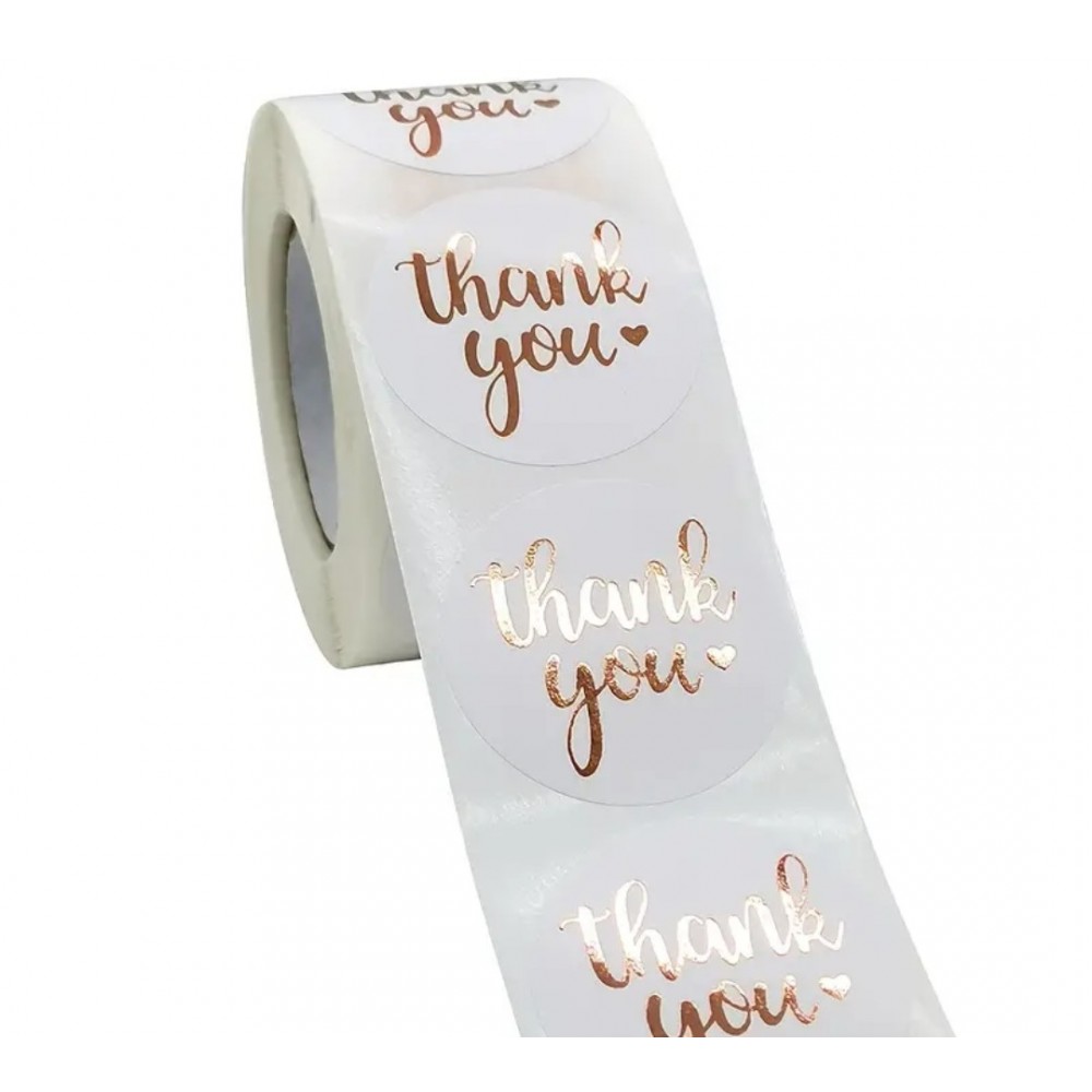 Sticker Yapışkanlı,Yaldız Bronz Thank You — galeri görseli