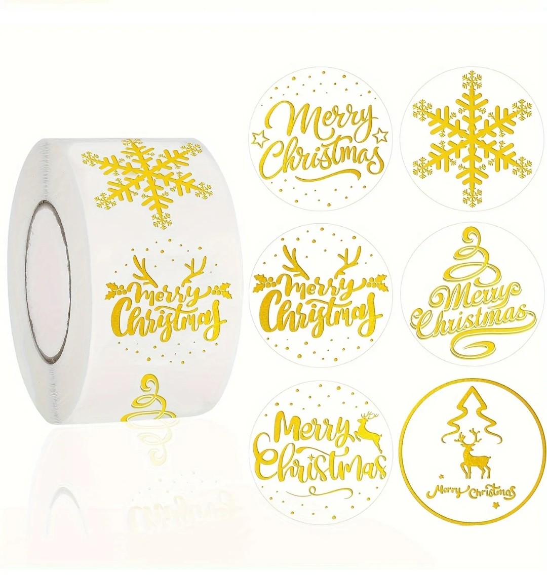 Sticker Yapışkanlı,Yaldız Gold Merry Christmas — ürün görseli
