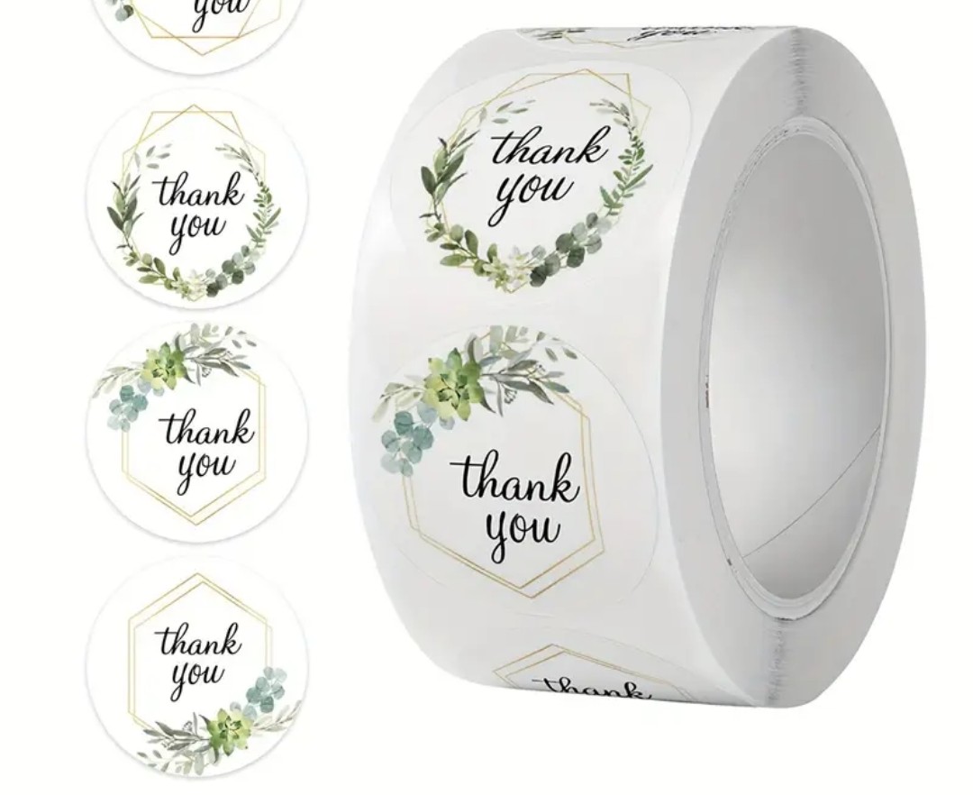 Sticker Yapışkanlı,Yeşil Thank You — galeri görseli